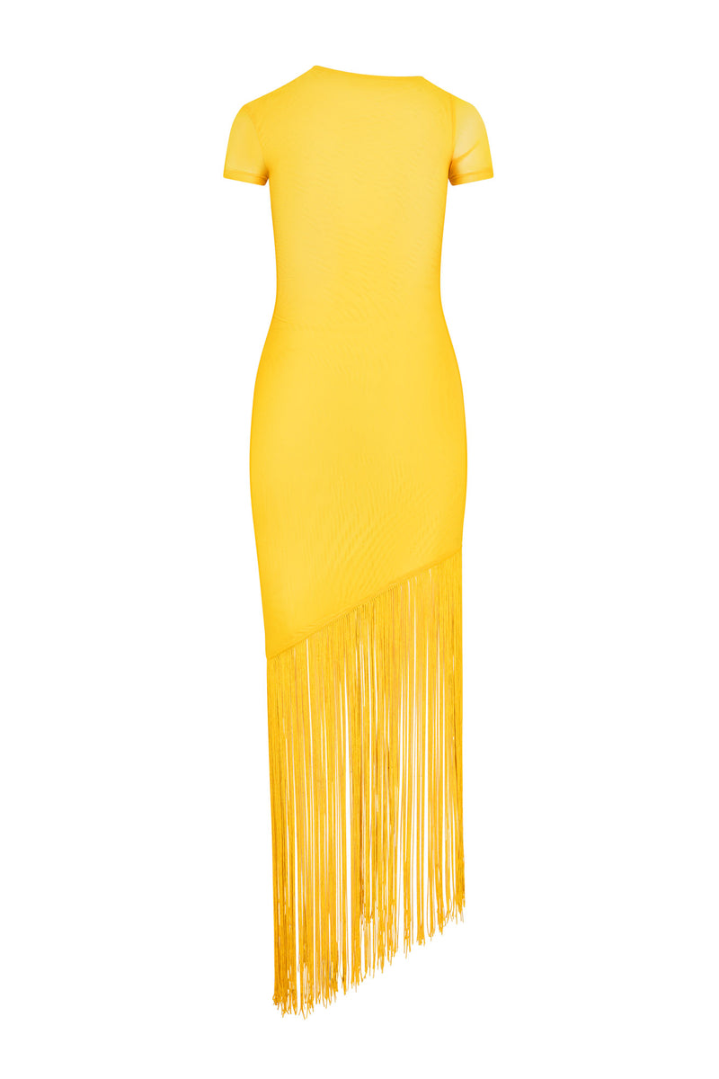 PALMA FRINGE DRESS - AMBER YELLOW